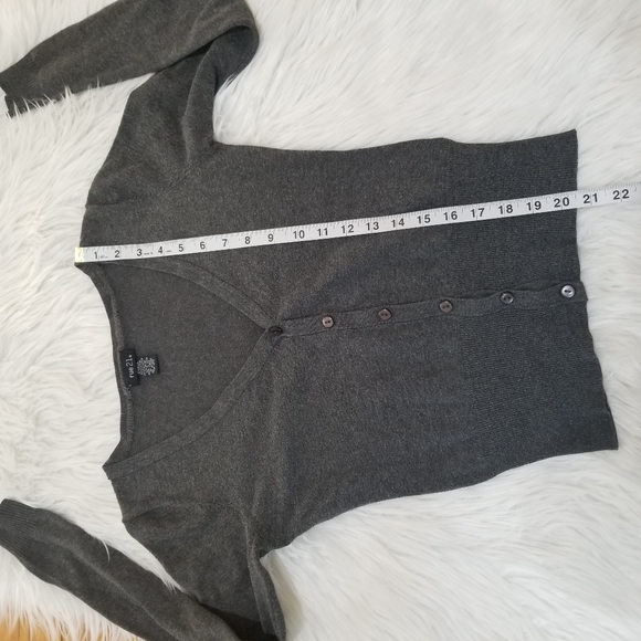 Rue 21 Gray V Neck Cardigan With Button Closure At The Bottom SIZE S. - Picture 15 of 16